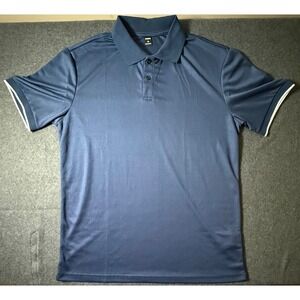 SHEIN Mens Short Sleeve Polo Shirt Navy Blue Athletic Pique Top Size Medium